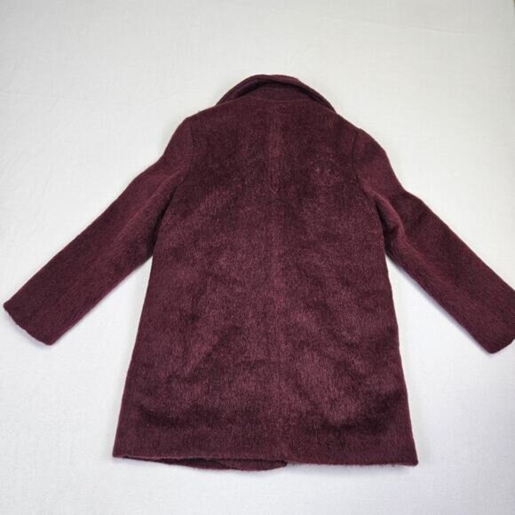 Zara Girls 9 Peacoat Burgundy Wool Mohair Alpaca Preppy Winter Coat EU 134cm - Picture 7 of 15